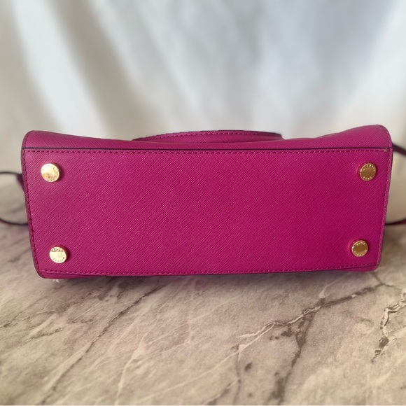 NWT Micheal Kors Medium Selma Saffino Leather Studded Satchel, Hot Pink - Picture 5 of 10